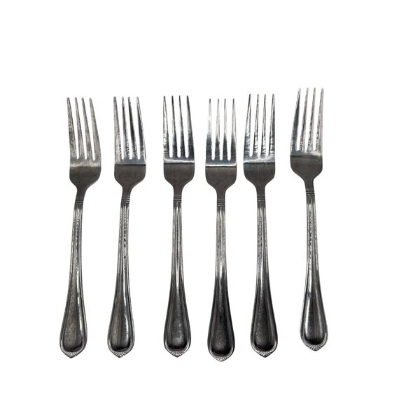 Towle Silver Vienna Stainless Steel Dinner Forks Set Of 6 Glossy Finish 7 3/4" - Picture 5 of 5
